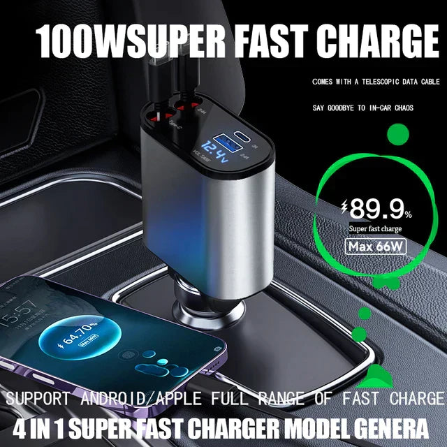 Retractable Car Charger for Quick Device Charging