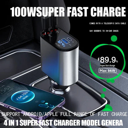 Retractable Car Charger for Quick Device Charging