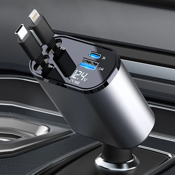 Retractable Car Charger for Quick Device Charging