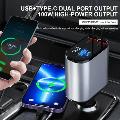 Retractable Car Charger for Quick Device Charging
