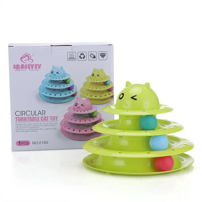 Color Cat Toy Colorful Three-Layer Round Toy for Fun Playtime